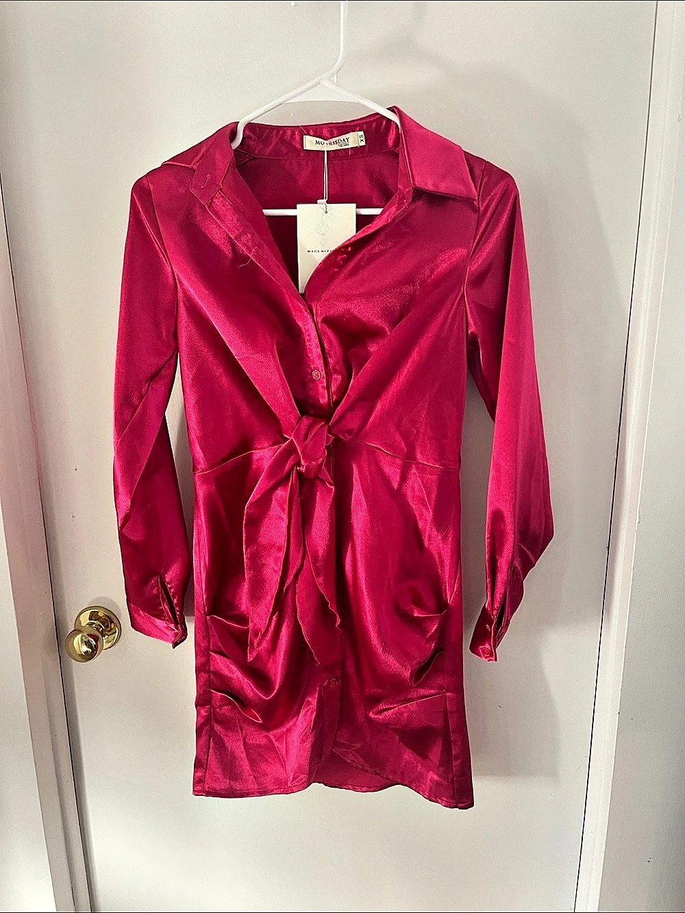 MORRISDAY Satin Mini Dress in Pink Size XS NWT